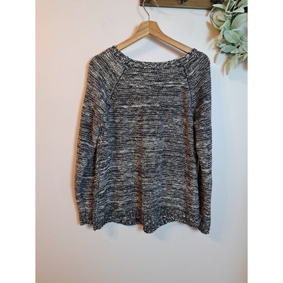 Sonoma Cotton Blend Grey Black White Knit Sweater Sz L - Picture 2 of 5